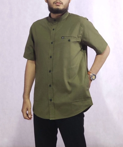 Al liwa official - KEMEJA KOKO KURTA PRIA BERKUALITAS POLOS LENGAN PENDEK WARNA ARMY