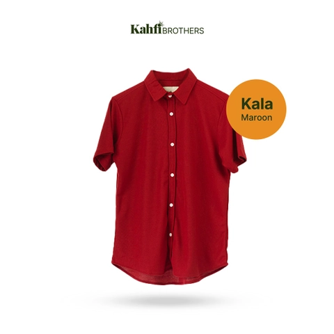 Kemeja Koko Pria Lengan Pendek - Kahfi Brothers Kala Double Pique Maroon