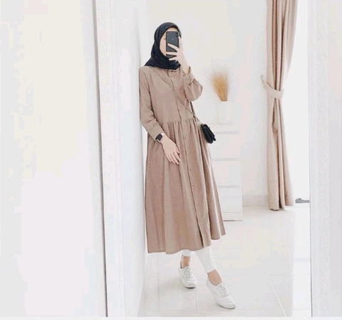 NEDA TUNIK LONG TUNIK NEDA FULL KANCING TUNIK MOSCREPE GAMIS DRESS