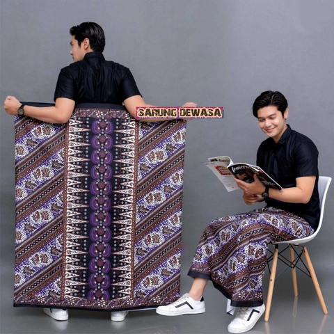 Kois Batik - Sarung batik pria dewasa terbaru bagus banget motif balangga ungu