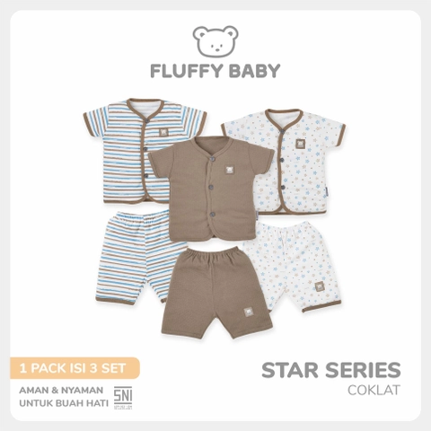 FLUFFY - FLUFFY - FLUFFY Setelan Baju Pendek Pendek STAR (Isi 3Psng) SBD3S SRC SML