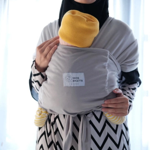 Geos Bycetta - Gendongan Depan 2 in 1 Anti Ribet Anti Melar dengan Sabuk atau Sashbelt Silver