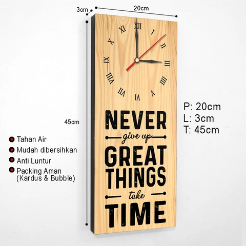 Ugiarts - Jam Dinding Quotes Motivasi Never GiveUp - JAM-26