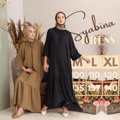 Jembar - Syabina Dress Gamis Wanita LD 130 Terbaru Crinkle Airflow Premium