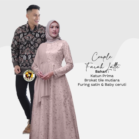 COLLECTION SARJANA - Batik Couple Gamis Brokat Terbaru Farah - Varian Warna Latte