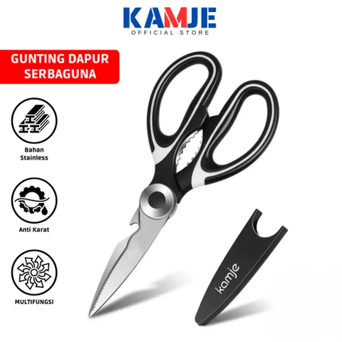 KAMJE Gunting Dapur Serbaguna Multifungsi Potong Daging Tulang Buka Botol Stainless Steel KMJ009