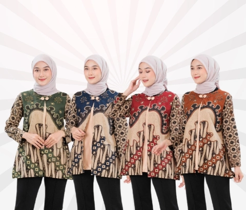 Kois Batik - Batik Atasan Wanita Blouse New Arrival Motif kawung Kekinian