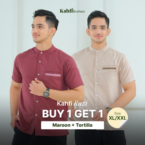 B1G1 - Koko Pria Katun Madinah - RAZI Maroon Tortilla XL/XXL
