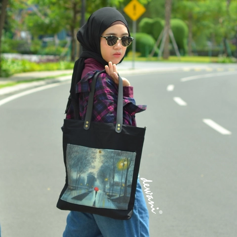 Dewani Totebag Canvas saku Seri CITY 03