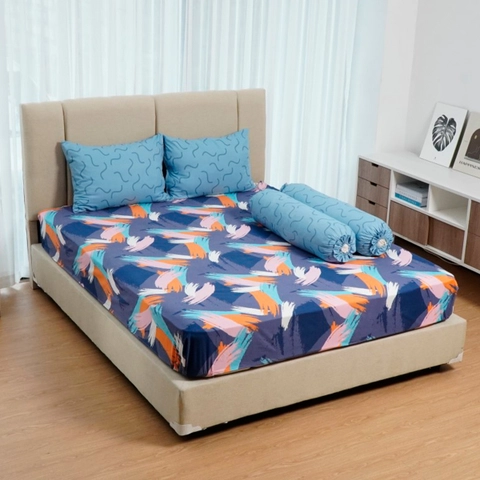 Kintakun Sprei Dluxe Elva Aesthetic Microtex Biru