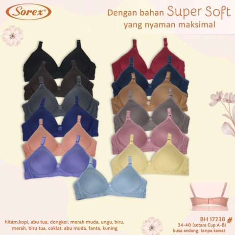 Kusumawardani - Sorex 17238 Bra Wanita BH Cewek Tanpa Kawat Busa Sedang Super Soft Hiasan Bunga