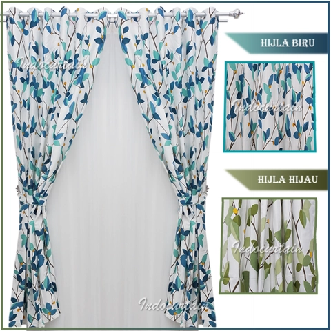 Indocurtain - Gorden Jendela Katun Minimalis Smokring Hijla Series