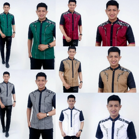 Batik Alfin - Baju koko bordir kombinasi batik lengan pendek keren banget