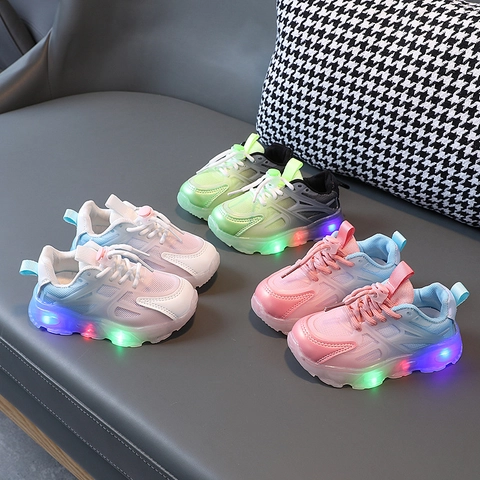 Meonky Official - Sepatu Sneakers Anak Perempuan LED Bisa Menyala Sekolah Berlibur Ringan Dipakai Q - 13
