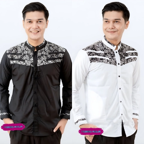 Kois Batik - Baju Koko Pria Dewasa kombinasi Batik katun prima Lengan panjang