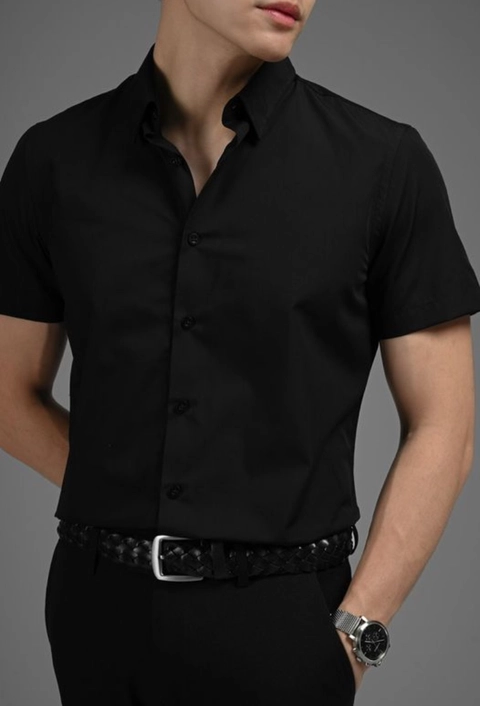 MR DEE - Kemeja pria katun hitam elegan