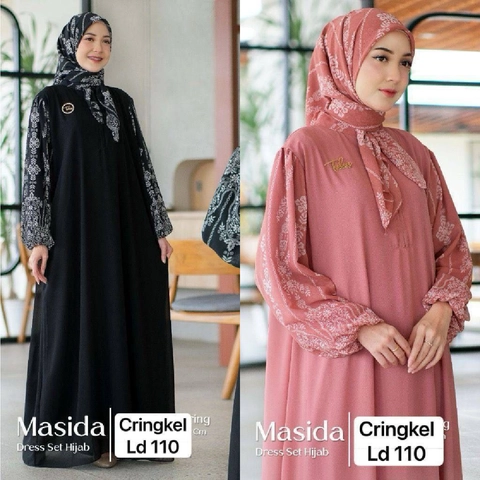Batik Alfin - New Gamiss Masida dress terbaru gamis wanita Cantik set hijab model kekinian