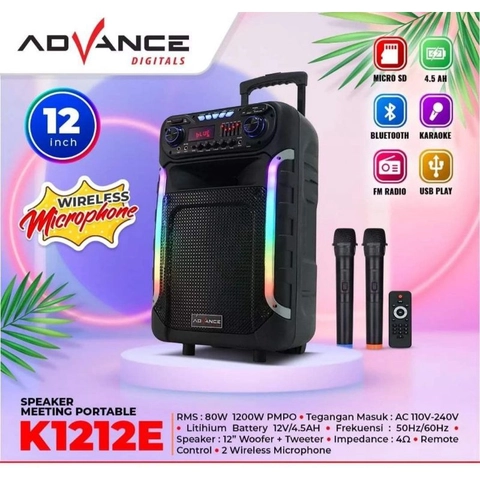 Advance Digitals Indonesia - Advance Speaker Portable Bluetooth Trolly K-1212E Ukuran 12 inch