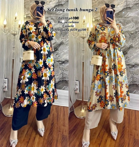 Khisna collection - Oneset tunik bunga matahari new model dan bestseller wanita kekinian