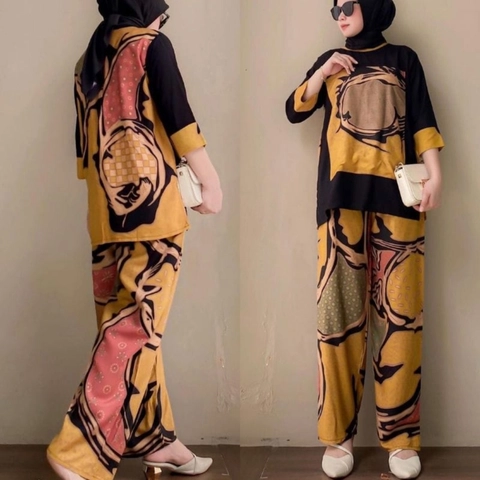 Amha Collection - TRIKA SET PAJAMAS RAYON MOTIF PREMIUM