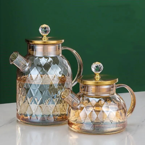 RUMAH RAYA - (PO) Teko Kaca Teh Kopi Pitcher Diamond Glass - TK12