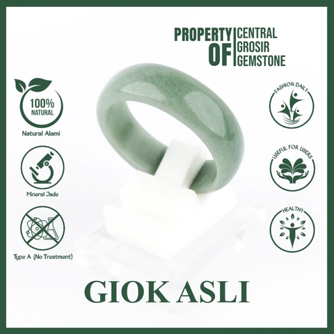 CENTRAL GROSIR GEMSTONE - Cincin Giok Asli Pria Wanita Batu Natural Jadeite Jade Typa A
