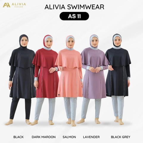 Alivia House - Alivia Swimwear AS11 - Baju renang muslimah syari dewasa wanita muslim perempuan rema