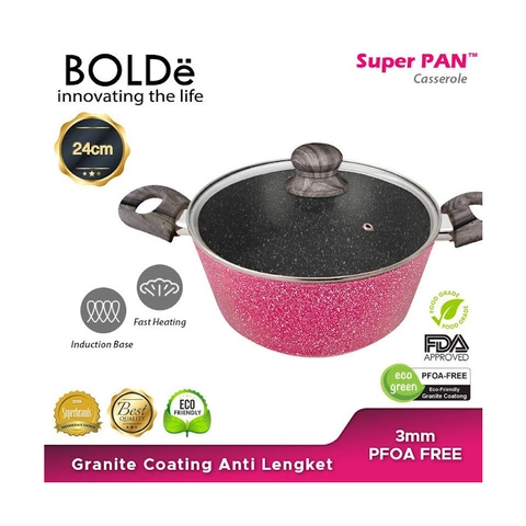 UTAMAMEGA - Bolde Super Pan Casserole Panci Pot 24 CM - Pink