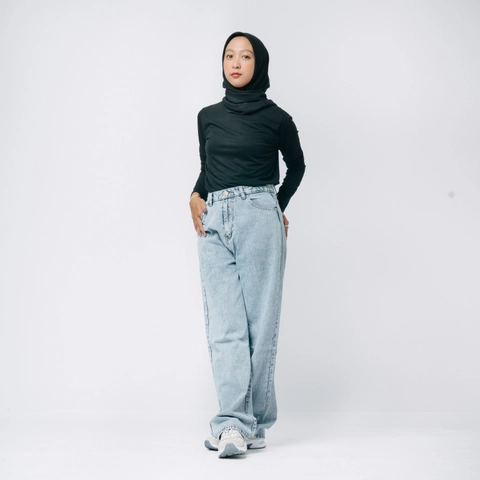 MKY Clothing - KULOT STRAIGHT JEANS HIGH WAIST BIRU MUDA