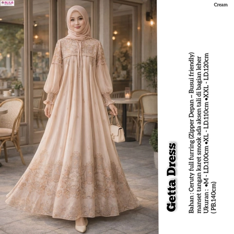 Griya Busanaku Solo - Getta dress gamis muslimah ceruty full furing