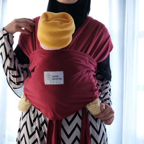 Geos Bycetta - Gendongan Kaos Anti Melar 2 in 1 Praktis Dengan Sabuk Maroon