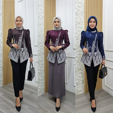 Kois Batik - Batik Baju Kerja Modern Kekinian Berlapis furing motif songket