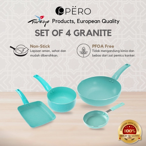 Pero Indonesia - Pero Bundling Set of 4 Wok 24+saucepan 16cm+egg pan+grill pan