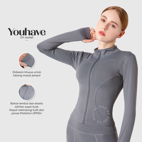 Jaket Olahraga Anti UV Pelindung Matahari UV Sun Protection UPF50+ Atasan Zipper Dry Fit Y00013