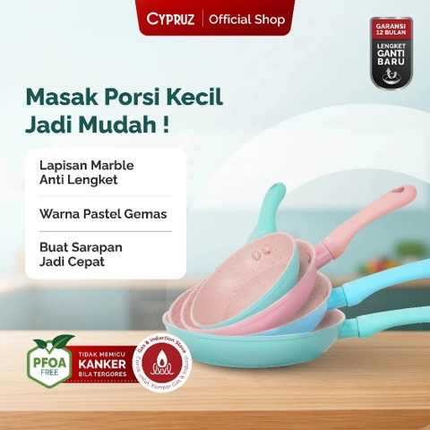 Cypruz Official - Cypruz Mini Pastel Series Forged Color Handle Fry Pan 18cm GREEN FP-0683