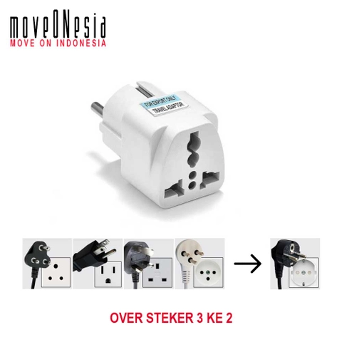 Moveonesia - Over Steker Adaptor Kaki 3 ke 2 Travel Adapter Plug (UK + US+ AU)