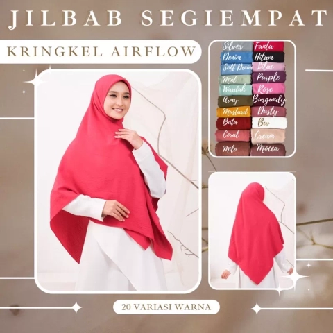 ALUS - Jilbab Kerudung Segi Empat Jumbo Syari Bahan Crinkle Airflow 135 x 135