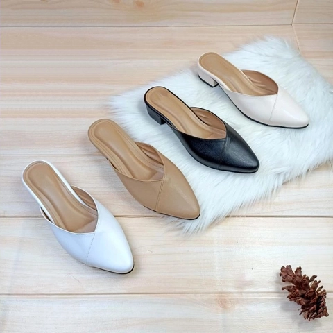 apaastore - Slip-on Mules Sandal Wanita Hak Tahu 3 cm