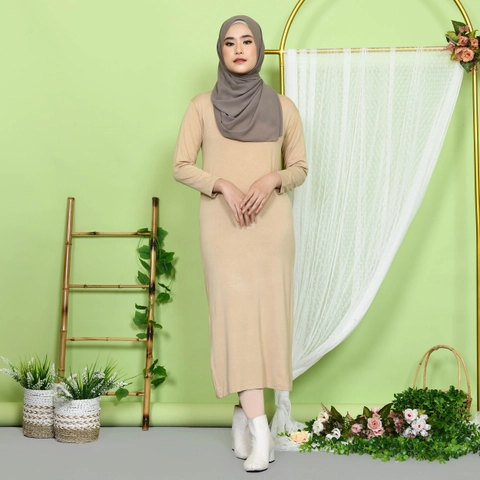 Mybamus - Inner Manset Midi Dress - Manset Dress Premium Lengan Panjang
