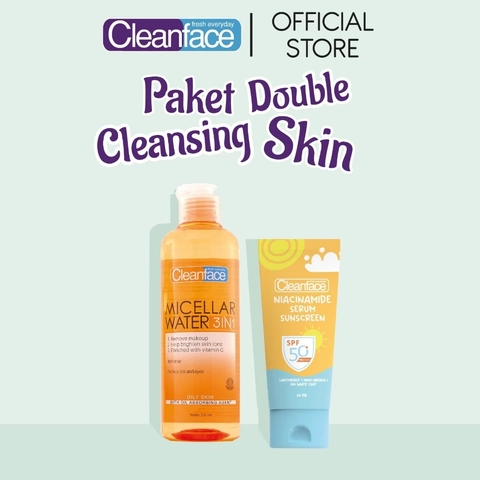 Purbasari - [DAPAT 2] Cleanface Micellar Water 250ml & Sunscreen Niacinamide SPF 50++ Makeup Remover