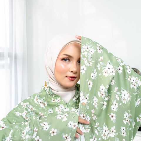 Sakura Baru - Mukena Dewasa Travelling Khaira Motif Katun Atasan Bawahan Katun Muslim Panjang