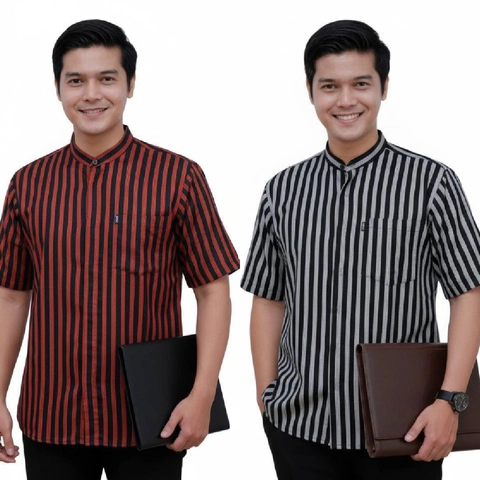 Batik Alfin - Baju koko pria dewasa modern terbaru motif Lurik bagus banget nyaman di pakai