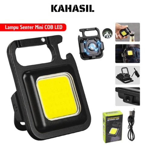 KAHASIL - Lampu Senter LED COB Portable USB Gantungan Kunci Mini Kecil Keychain Camping Multifungsi