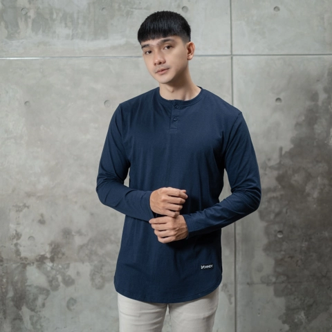 MNDY Footwear - MNDY Official - Basma T-shirt - Kaos Polos Kancing Pria Lengan Panjang Basic