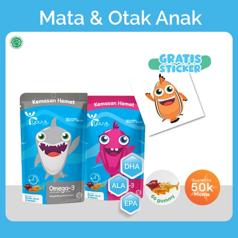 Youvit - Youvit Omega-3 Anak Pouch 60 Hari untuk Otak & Mata Anak GRATIS Stiker